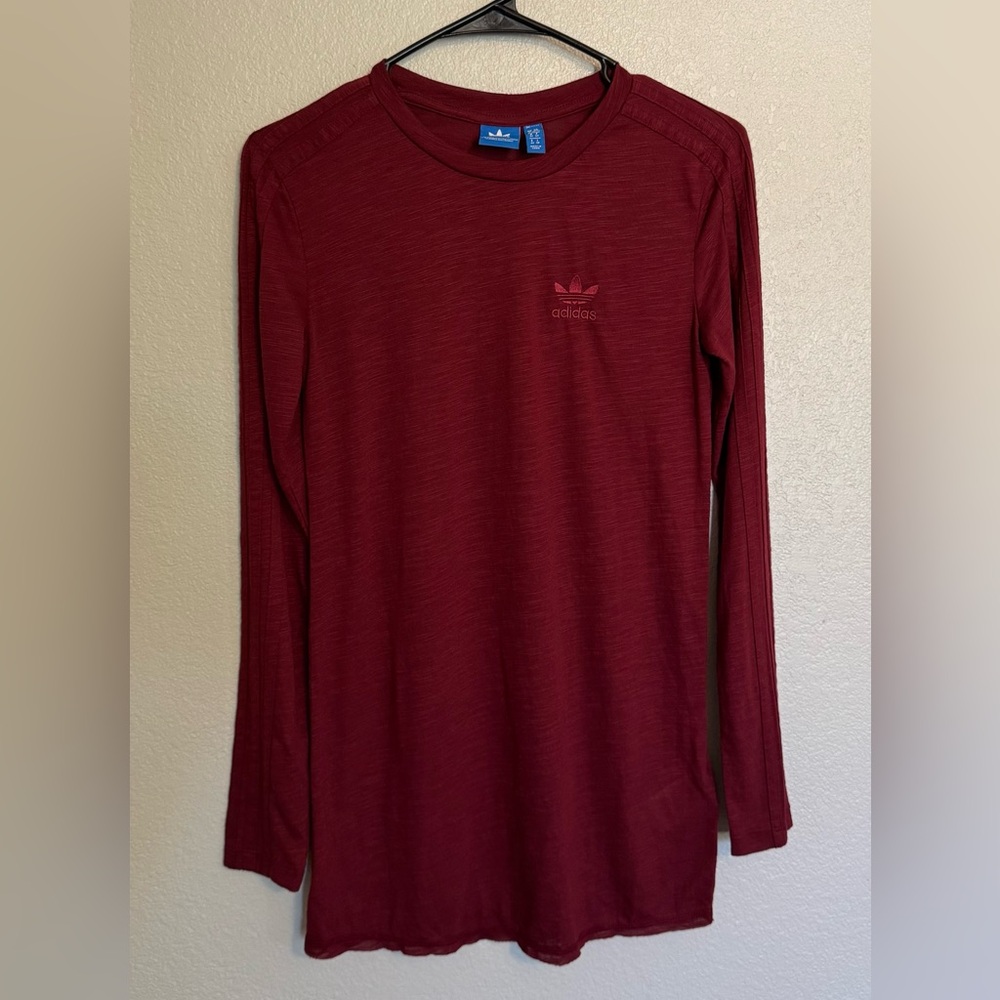 Adidas Maroon Red crew neck logo long sleeve